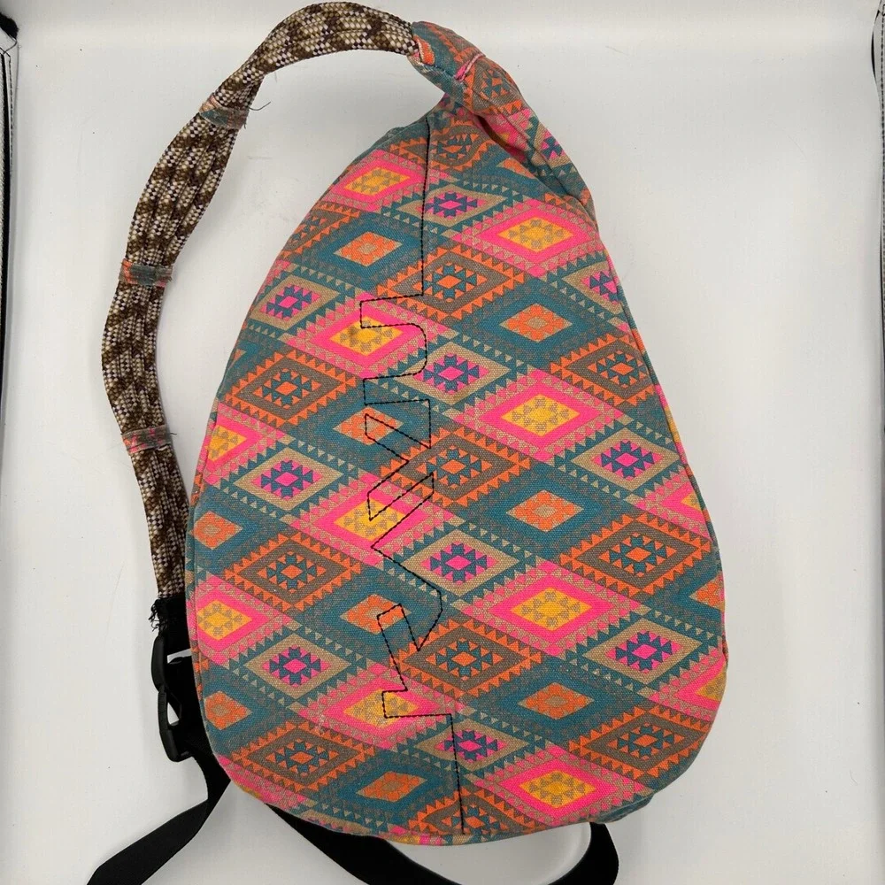 KAVU Rope Sling Bag Aztec Southwestern Cotton Canvas Backpack Granolagirl Hiking